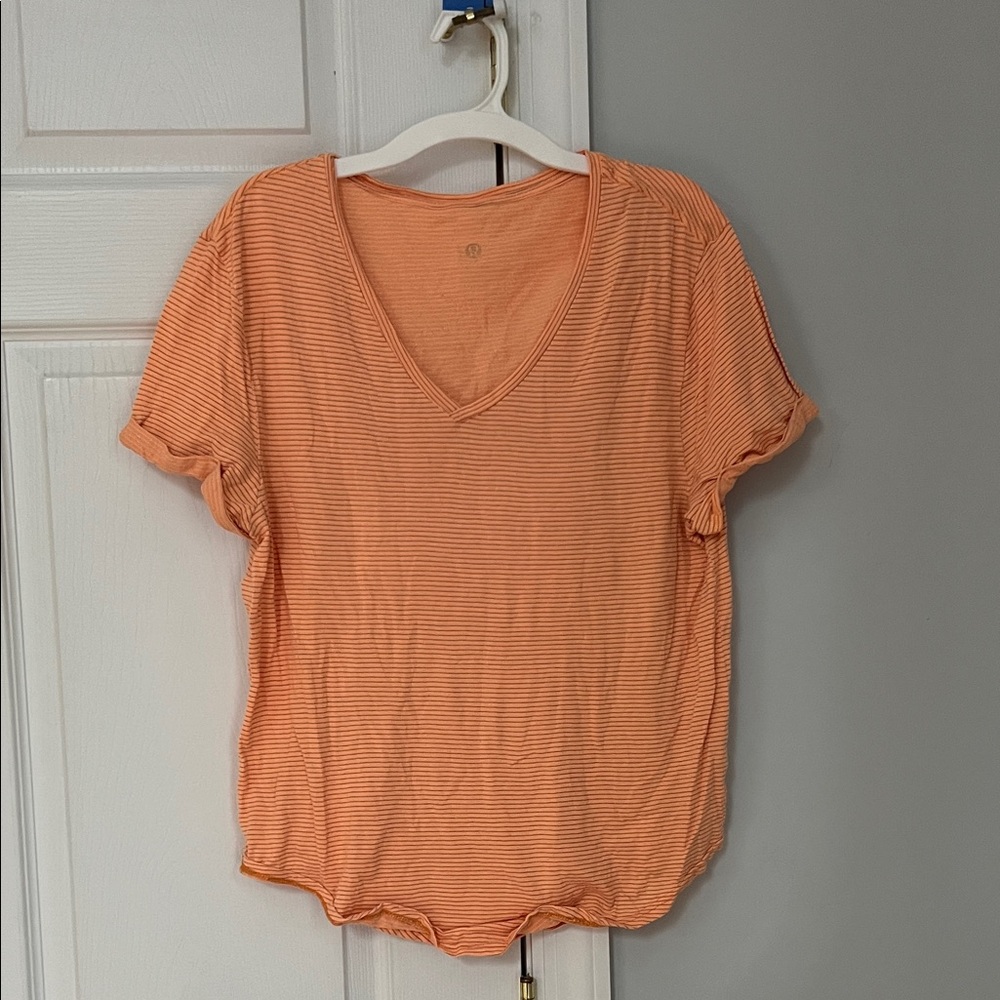 Lululemon Orange Striped V-Neck Women’s Top